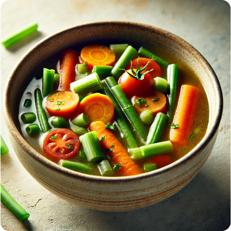 Sopa de verduras casera con ingredientes frescos, ideal para una comida reconfortante y saludable.